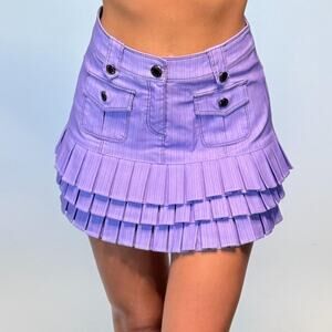 Purple Pleated Mini Skirt